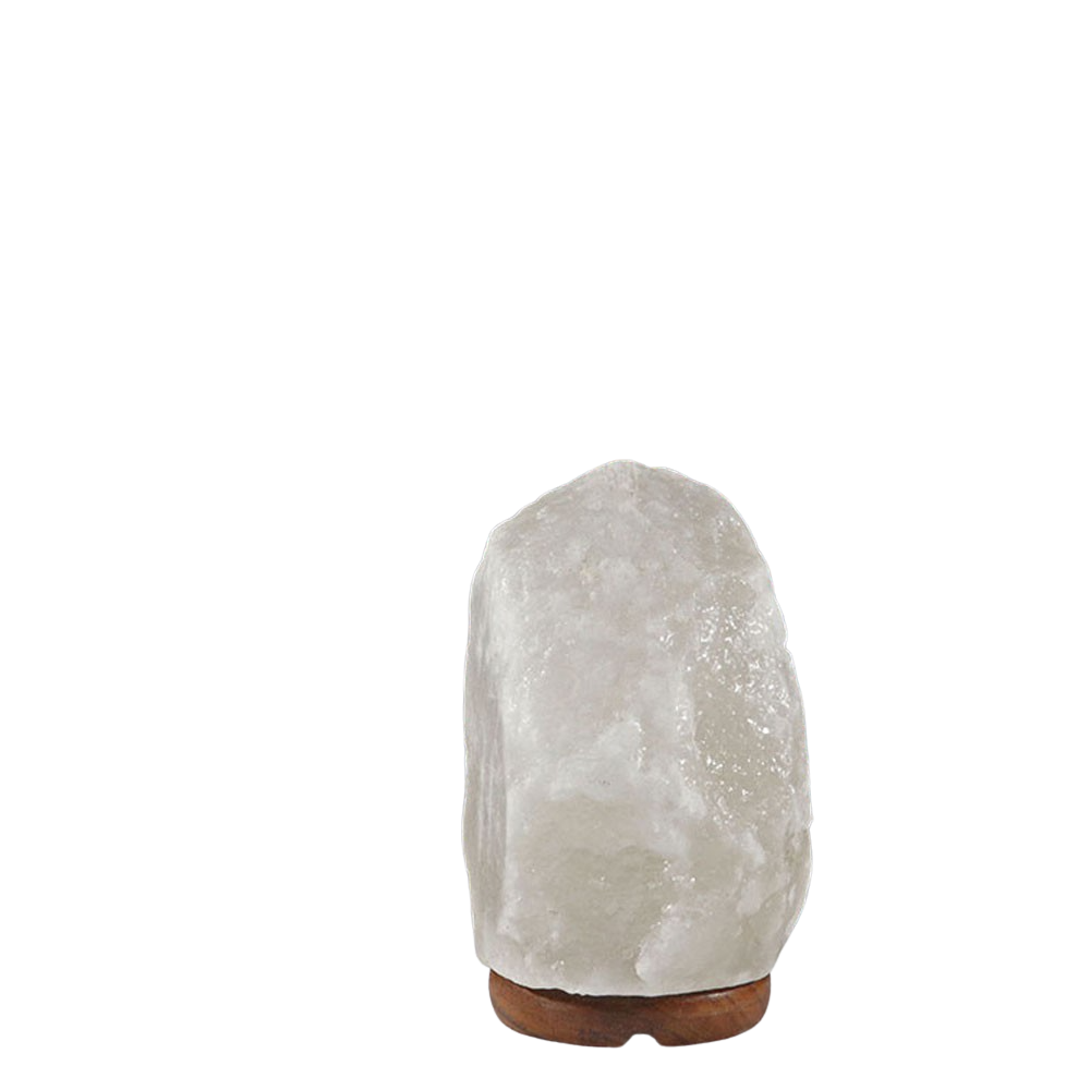 Himalayan Salt Lamp - Natural Shape Rare White 7in/18cm - 1pc - Yogavni