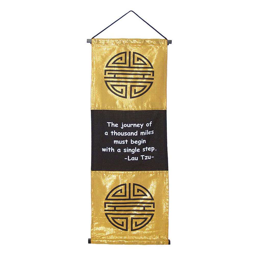 Banner - Lau Tzu Journey and Chinese LU symbols - Gold & Black - Yogavni