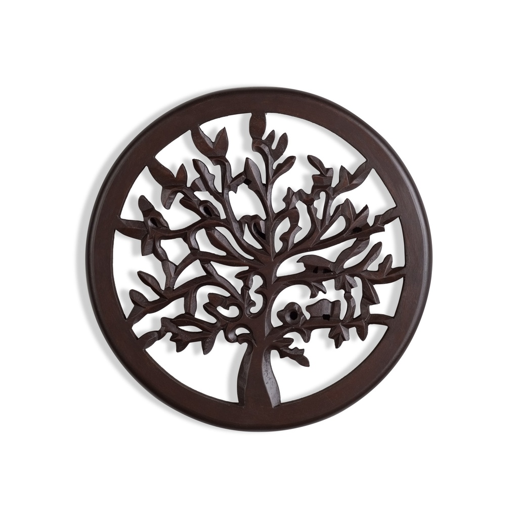 Wall Plaque - Tree of Life 12in/30cm Wood - 1pc - Yogavni 