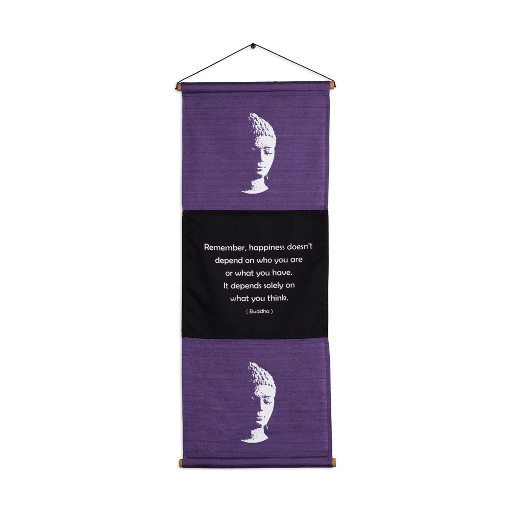 Banner - Remember Happiness Buddha - Purple - 1pc - Yogavni