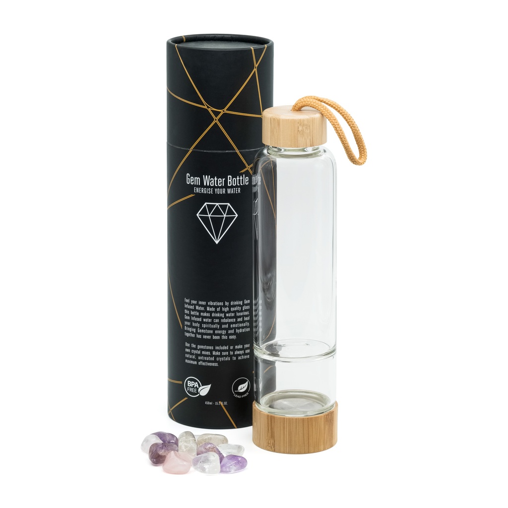 Crystals - Water Bottle - Gemstone Infused - 1pc - Yogavni 