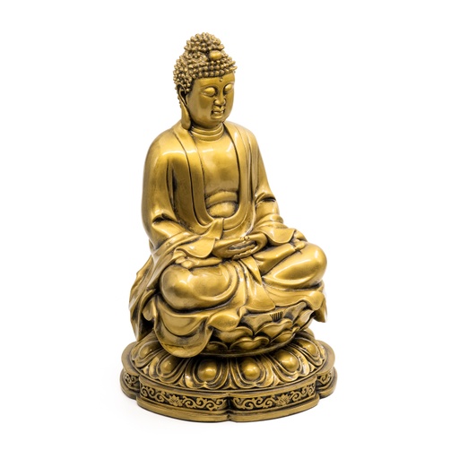[638872928254] Buddha - Meditating on Lotus Flower 14in/36cm - 1pc - Yogavni