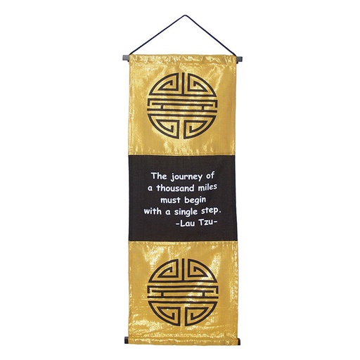 [638872908386] Banner - Lau Tzu Journey and Chinese LU symbols - Gold & Black - Yogavni