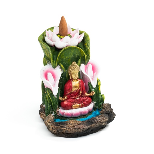 [614234754525] Incense Cone Burner - Backflow Buddha with Lotus - 1pc - Yogavni 