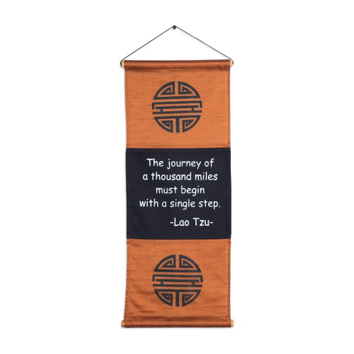 [638872912932] Banner - The Journey of a Thousand Miles Lao Tzu - Rust - 1pc - Yogavni