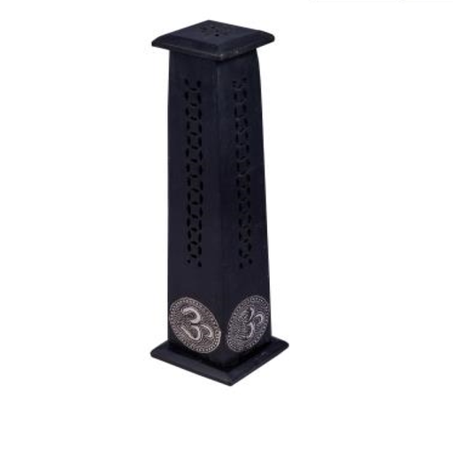 [690847350095] Incense Holder - Tower Wood OM Inlay - 1pc - Yogavni 