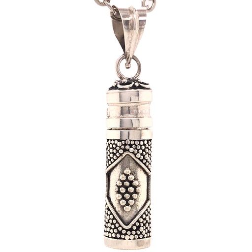 [638872904913] Jewellery Pendant - Perfume Prayer Pill Box Diamond Design - Silver - Yogavni