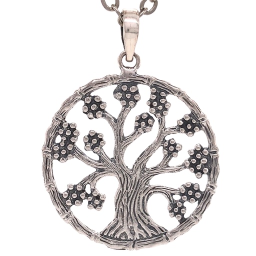 [638872904968] Jewellery Pendant - Spotted Tree of Life - Silver - Yogavni