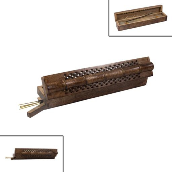 Incense Burner - Bamboo Box for Incense and Cones - 1pc - Yogavni