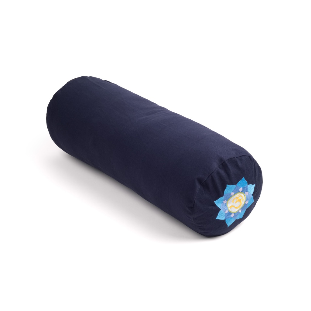 Yoga Bolster - Large Cylindrical Round Cotton Filled OM Embroidered Lotus - Yogavni