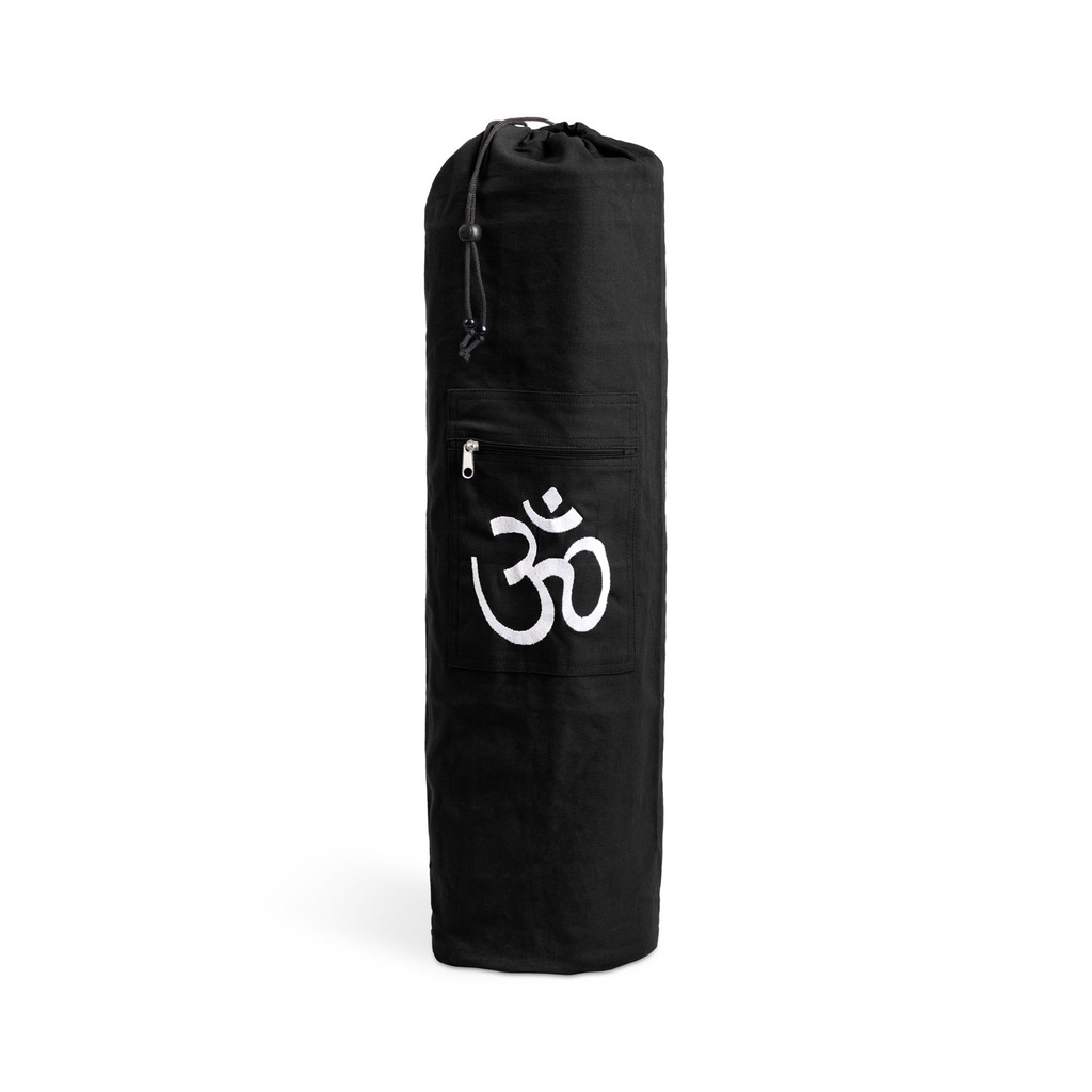 Yoga Mat Bag - Cotton Canvas Drawstring Closure Embroidered OM - Yogavni
