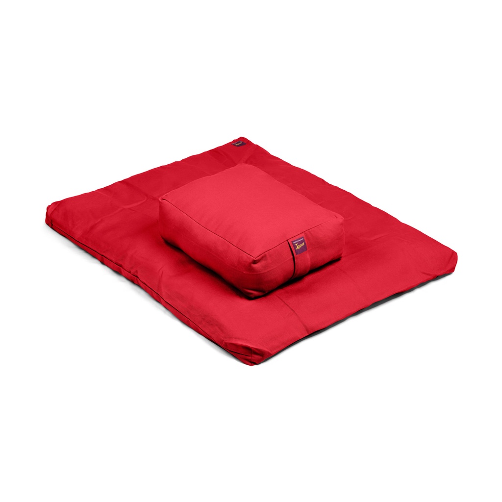 Meditation Kit - Zabuton and Buckwheat Filled Rectangular Zafu - 2pc - Yogavni