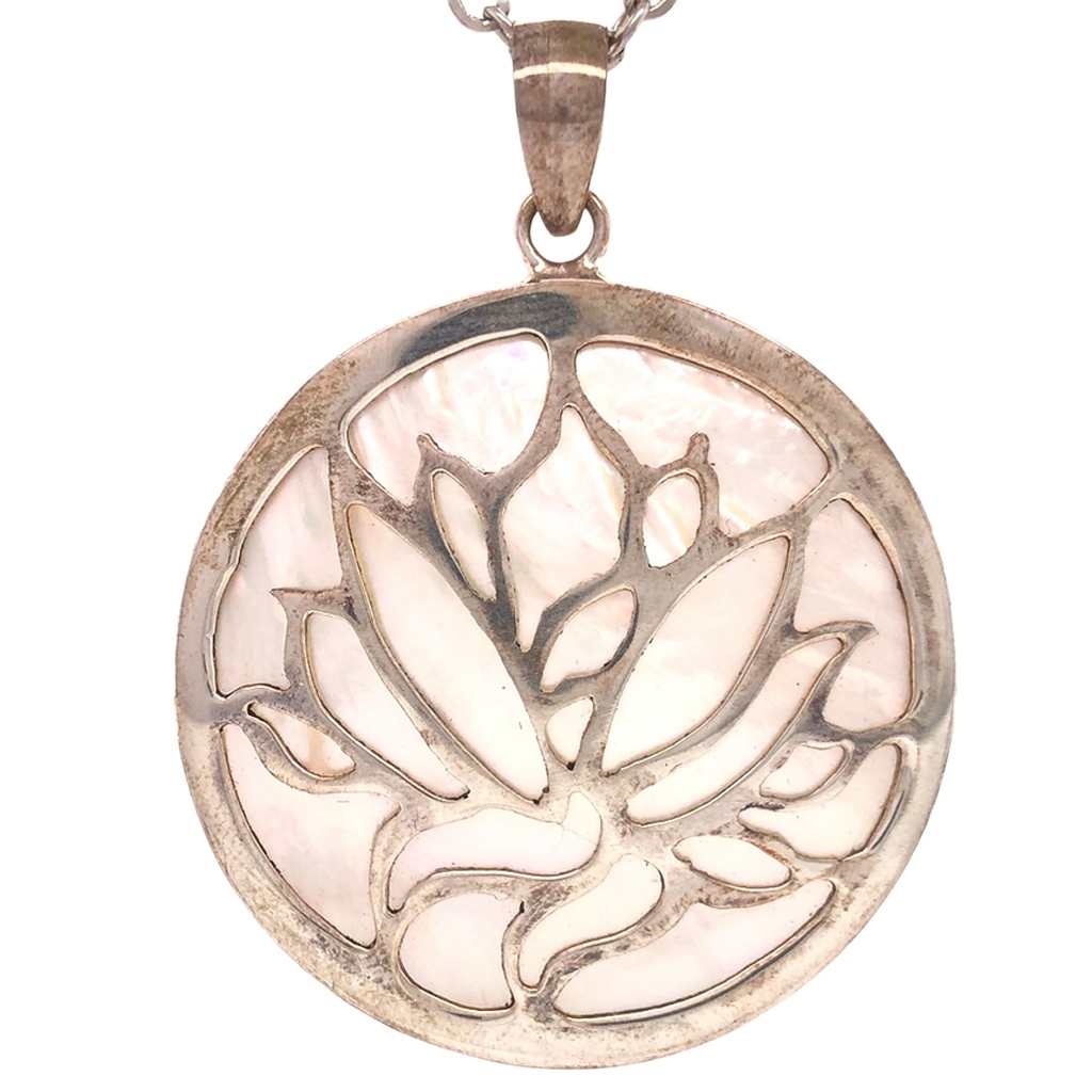 Jewellery Pendant - Lotus Star - Silver/Pearl White - Yogavni