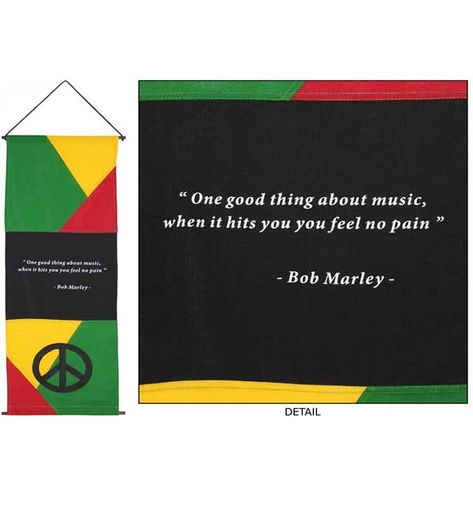 [638872908409] Banner - Bob Marley Music and Pain - 1pc - Yogavni