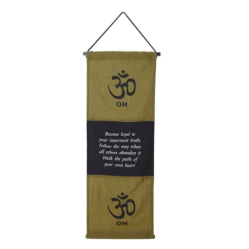 [638872908379] Banner - Become Loyal to your Innermost Truth in Olive &amp; Black - 1pc - Yogavni