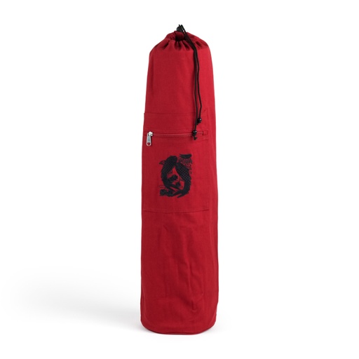 [617037782603] Yoga Mat Bag - Cotton Canvas Drawstring Closure Embroidered Koi Fish - Yogavni 