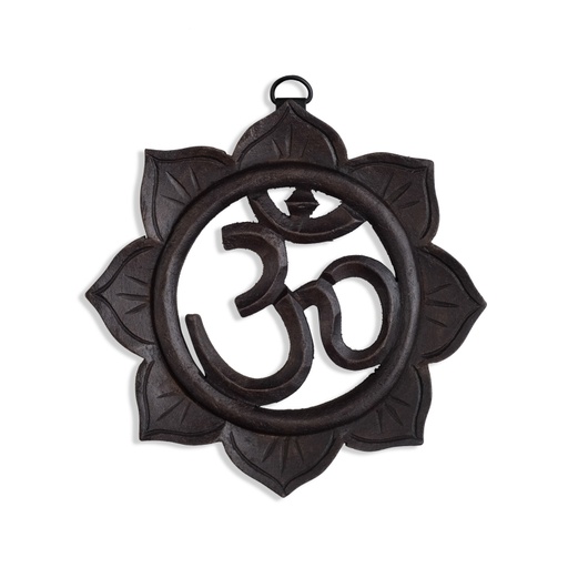 [690847360339] Wall Plaque - OM Symbol Inside a Lotus 6in/15cm - 1pc - Yogavni