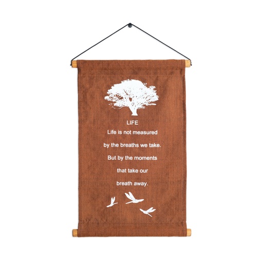 [638872912758] Banner - Life Measured by Breaths - Rust - 1pc - Yogavni
