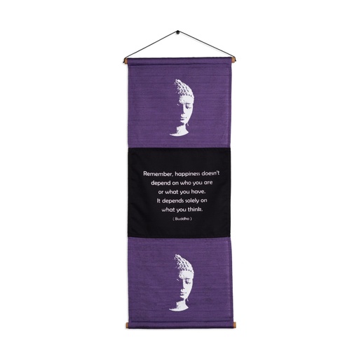 [638872913120] Banner - Remember Happiness Buddha - Purple - 1pc - Yogavni