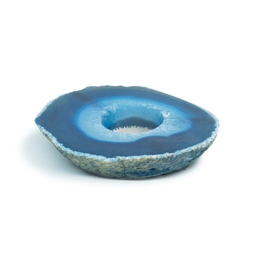 [638872911713] Crystals - Blue Agate - Sliced Candle Holder - Yogavni