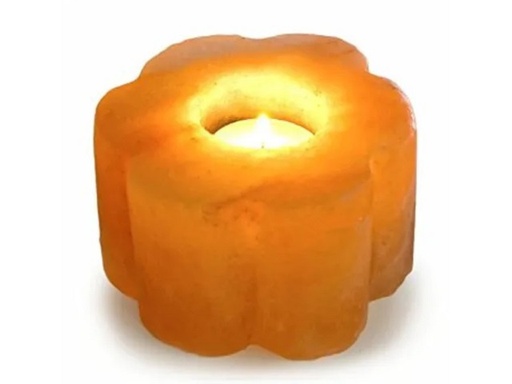[896401000226] Himalayan Salt Tea Candle Holder - Flower - 1pc - Yogavni 