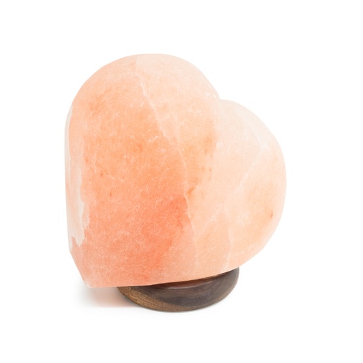 [638872937614] Himalayan Salt Lamp - Heart with Wood Base 7in/17.5cm - Yogavni