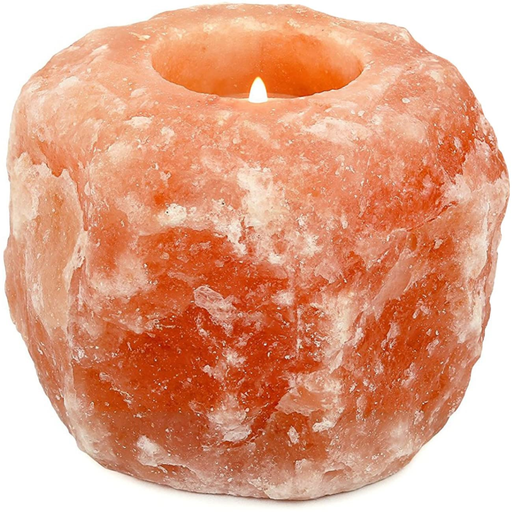 [638872909987] Himalayan Salt Tea Candle Holder - Natural 5in/12.5cm - 1pc - Yogavni 