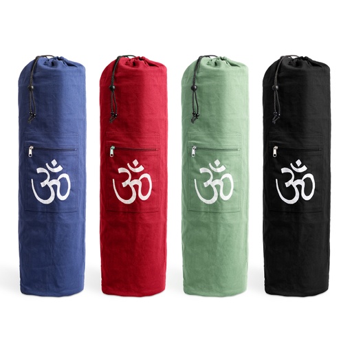 Yoga Mat Bag - Cotton Canvas Drawstring Closure Embroidered OM - Yogavni