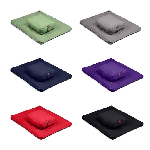 Meditation Kit - Zabuton and Buckwheat Filled Rectangular Zafu - 2pc - Yogavni