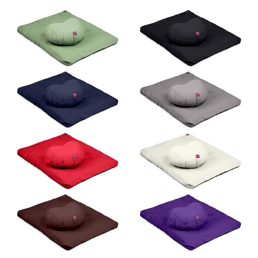 Meditation Kit - Zabuton and Buckwheat Filled Crescent Zafu - 2pc - Yogavni