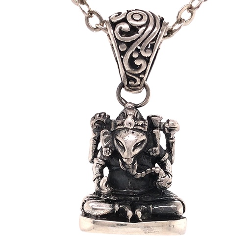 [8906051430617] Lord Ganesha Pendant in Sliver