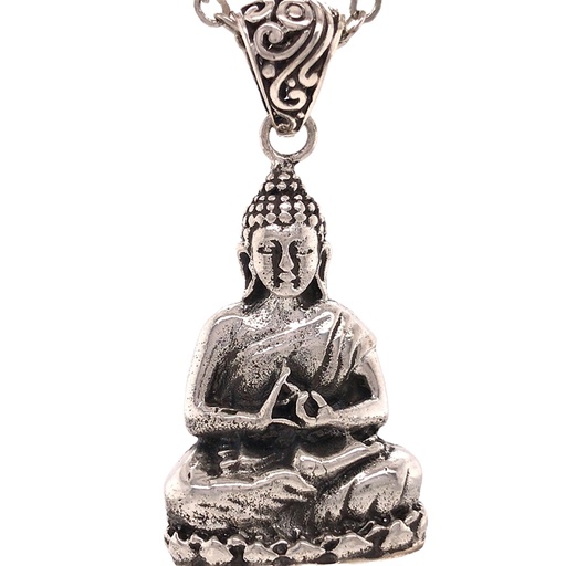 [638872904760] Jewellery Pendant - Meditating Buddha - Silver - Yogavni