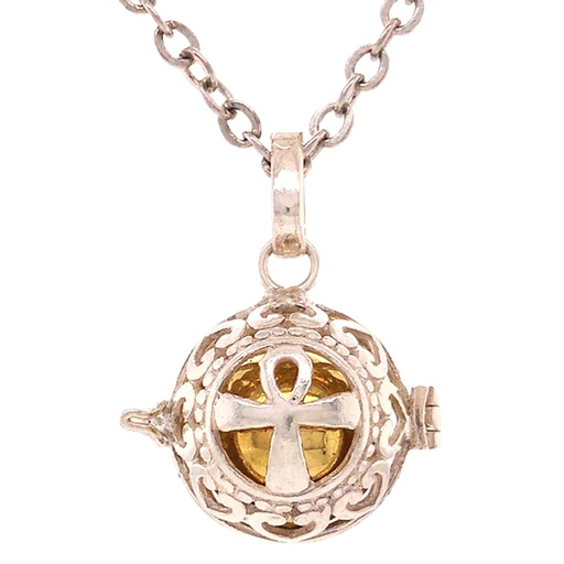[8906005313034] Ankh Design Ball Pendant with Bell in 925 Sterling Silver