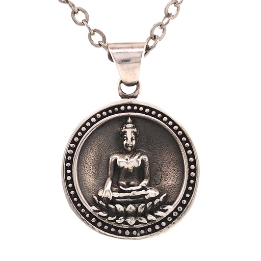 [638872904821] Jewellery Pendant - Meditating Buddha - Round Border - Yogavni