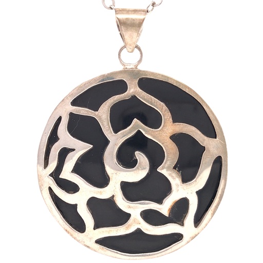 [638872904876] Jewellery Pendant - Lotus Star - Silver/Black - Yogavni
