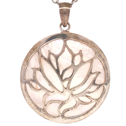 [638872904883] Jewellery Pendant - Lotus Star - Silver/Pearl White - Yogavni