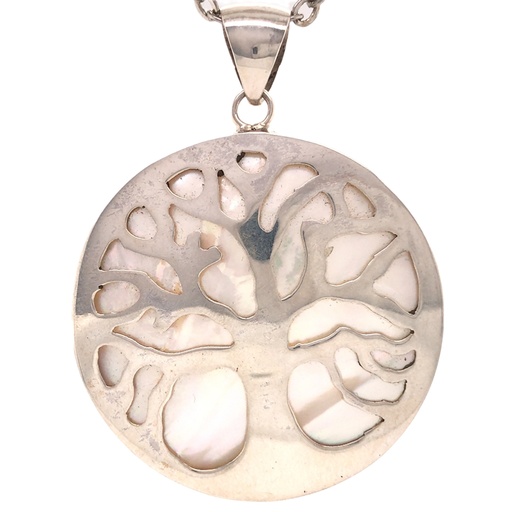 [638872904999] Jewellery Pendant - Tree of Life - Thick - Silver/Pearl White - Yogavni