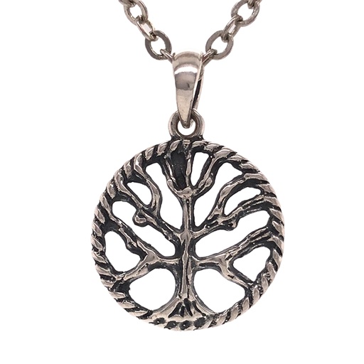 [638872905026] Jewellery Pendant - Tree of Life with Roots Cut Through - Small - Silver - Yogavni