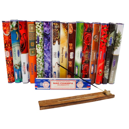 [638872942632] Incense Pack - SATYA | Hexagonal Variety 12 | Adjustable Head Burner | 13pc